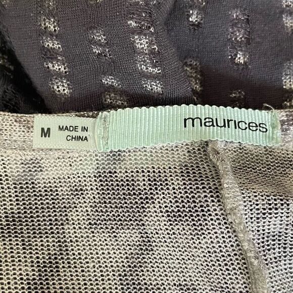 Maurices Layered Gray Silver Shimmer Long Sleeve Blouse Top Women's Size Medium - Picture 4 of 7